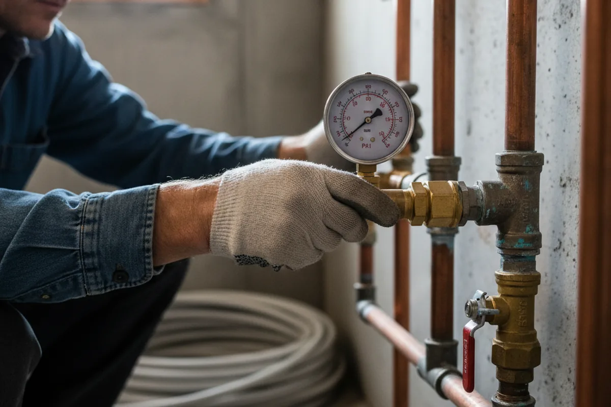 Pressure testing a repaired line during Water Line Repair in Kennedyville
